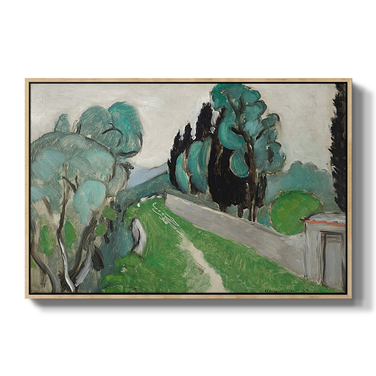 Landscape with Cypresses and Olive Trees near Nice, c. 1918 - Floater Framed Canvas Print