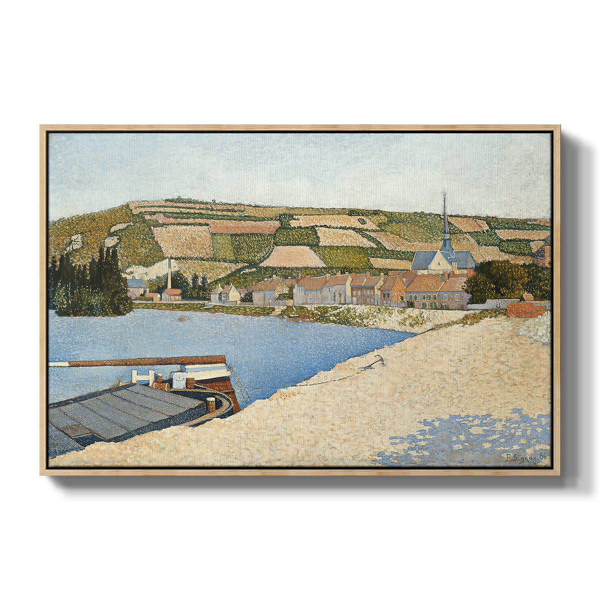 The Riverbank, Les Andelys, 1886 - Floater Framed Canvas Print