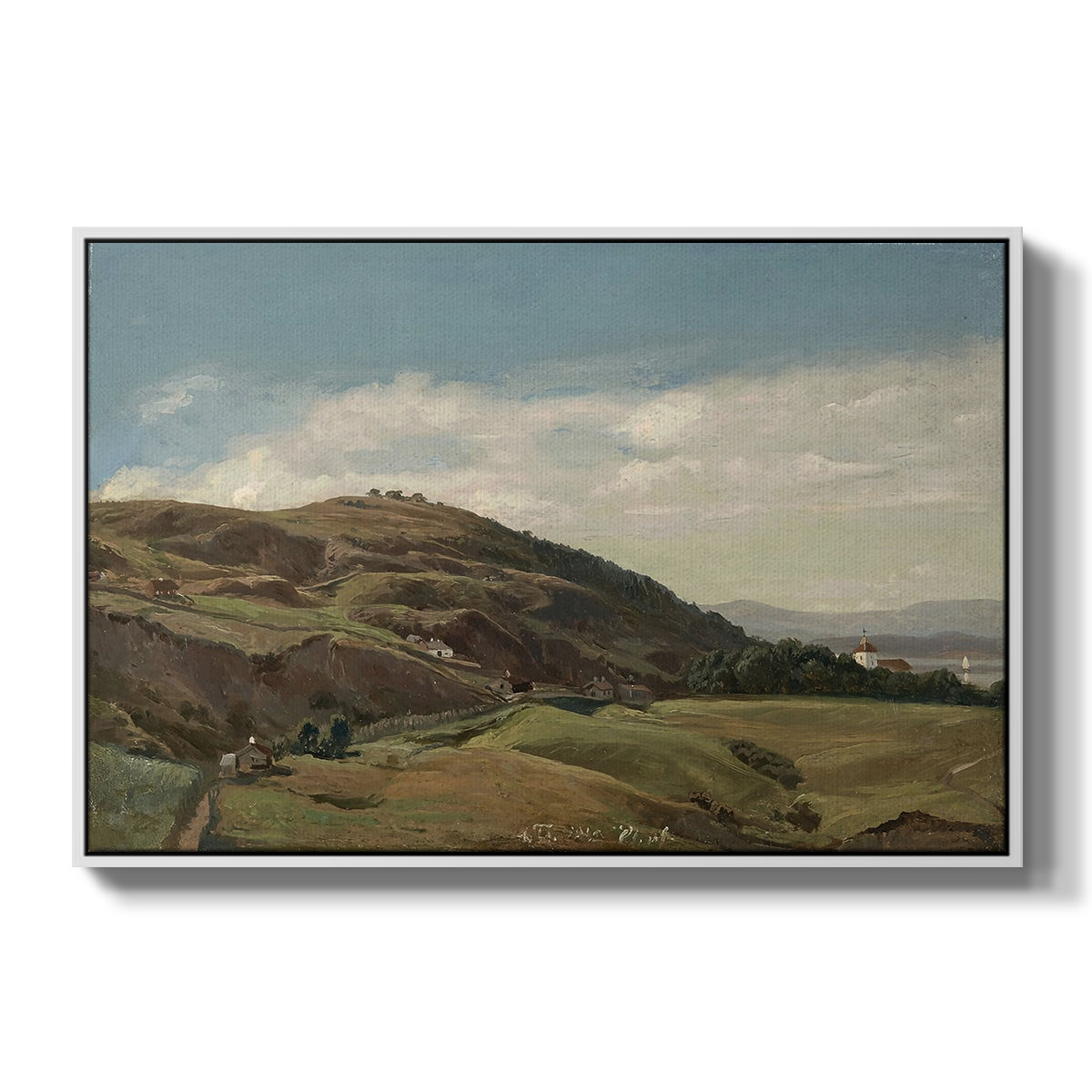 Ekeberg and Oslo Church, 1852 - Floater Framed Canvas Print