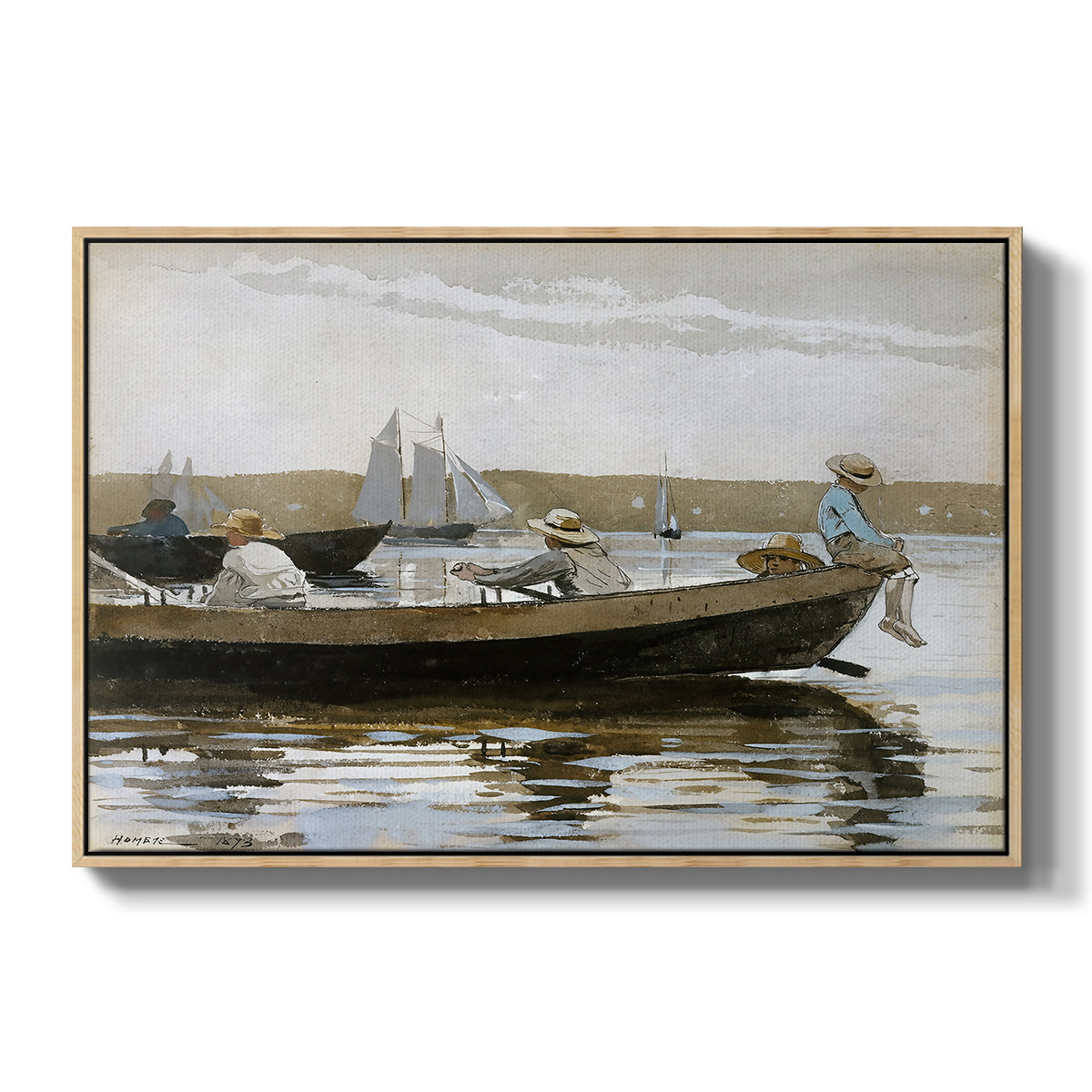 Boys in a Dory, 1873 - Floater Framed Canvas Print