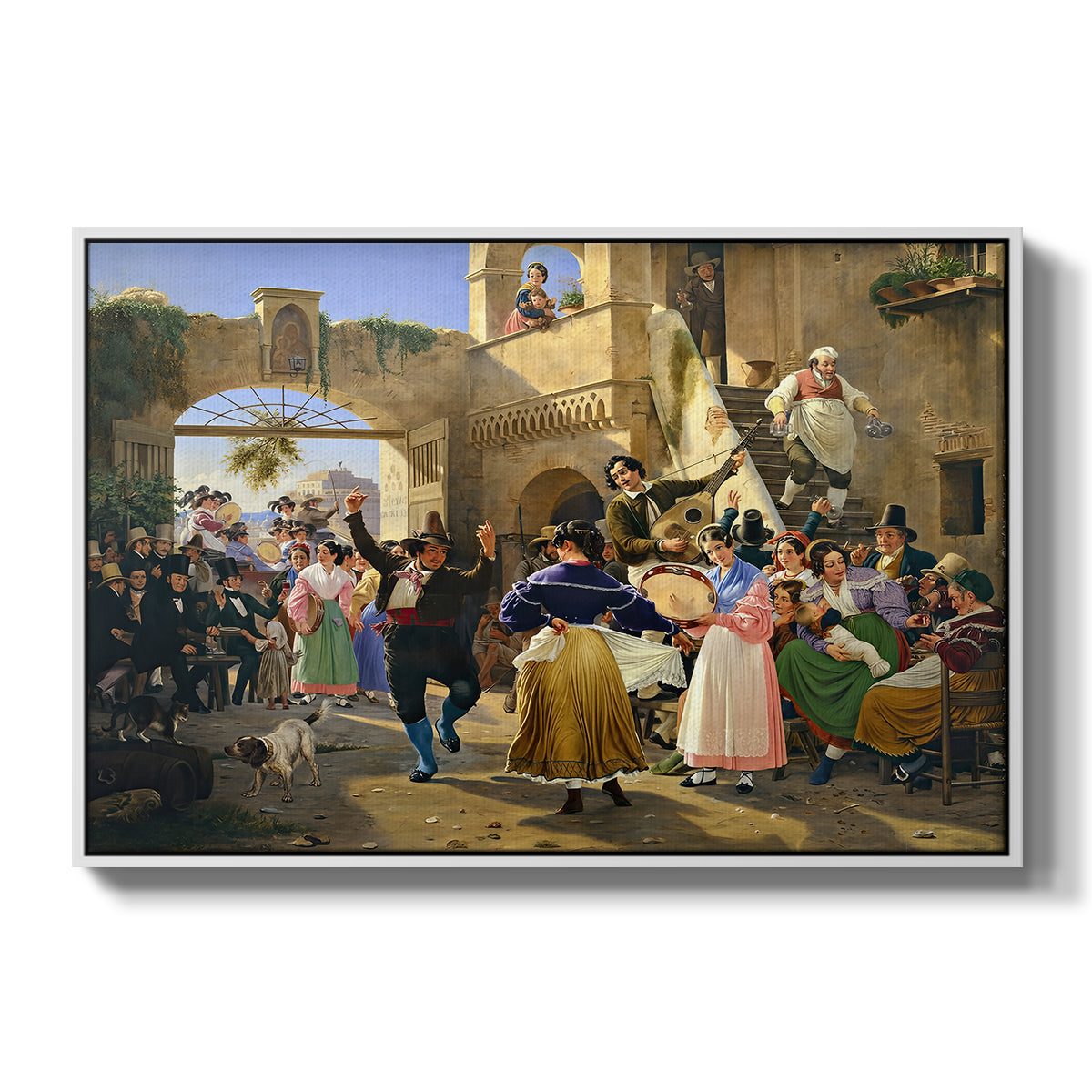 Romans Gathered for Merriment at an Osteria, 1839 - Floater Framed Canvas Print