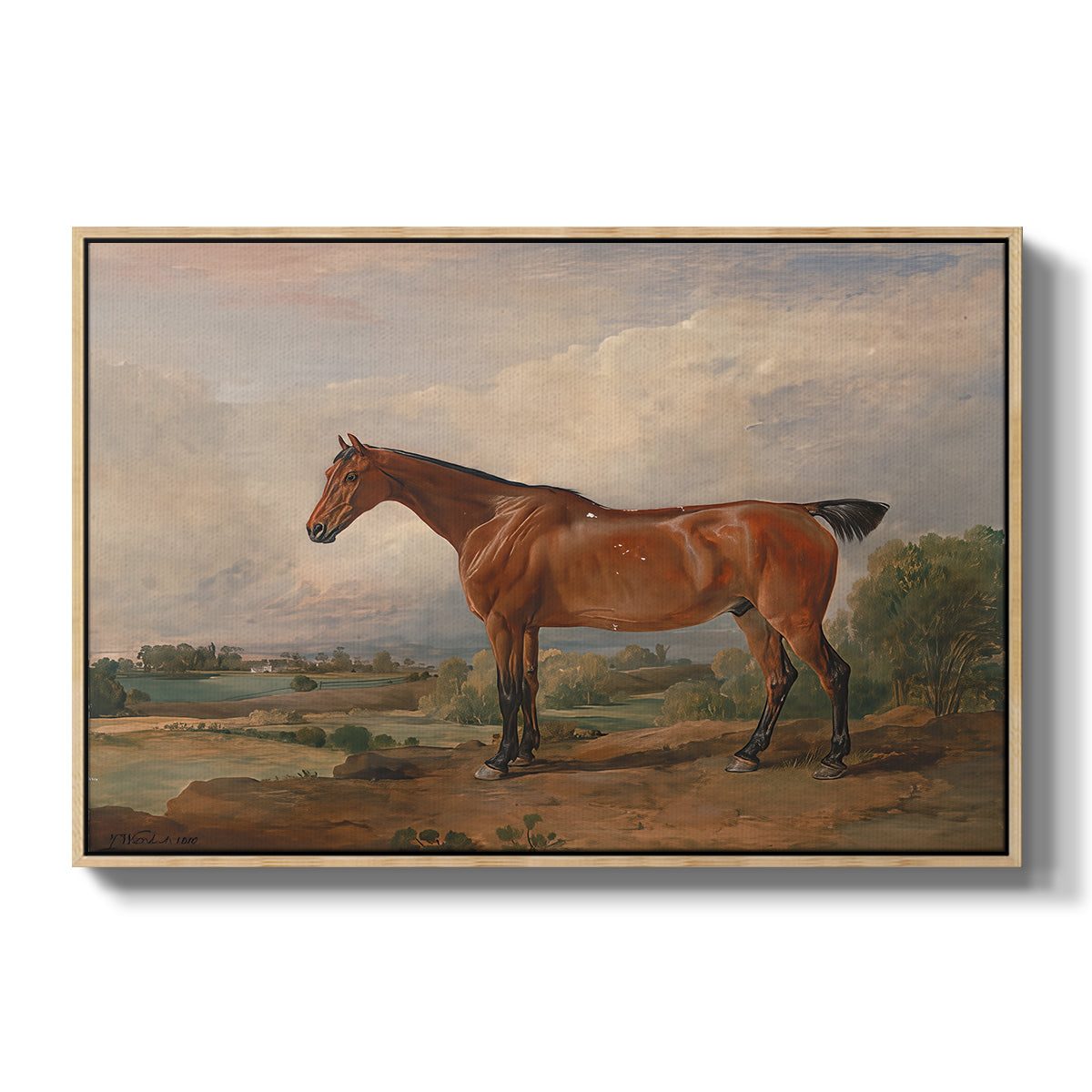A Hunter in a Landscape, c. 1810 - Floater Framed Canvas Print