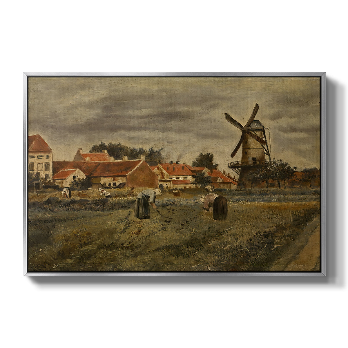 The Potato Harvest, c. 1875 - Floater Framed Canvas Print