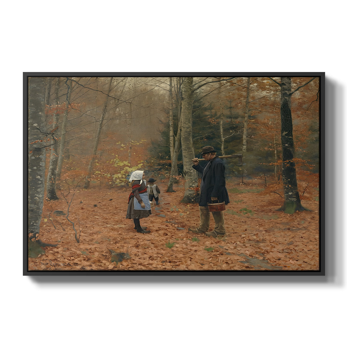 The Woodman and his Children, 1886 - Floater Framed Canvas Print