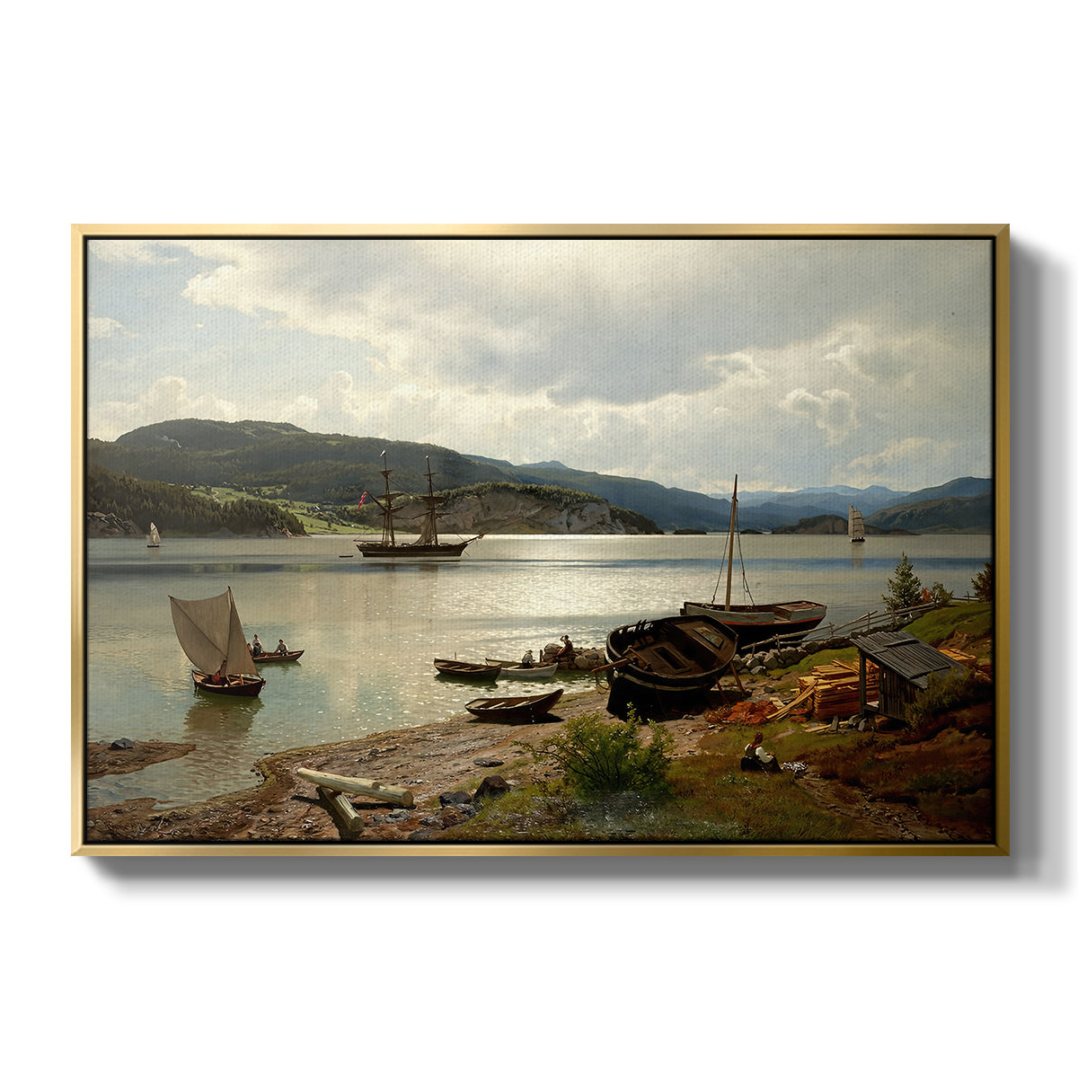 By the Water, 1876 - Floater Framed Canvas Print