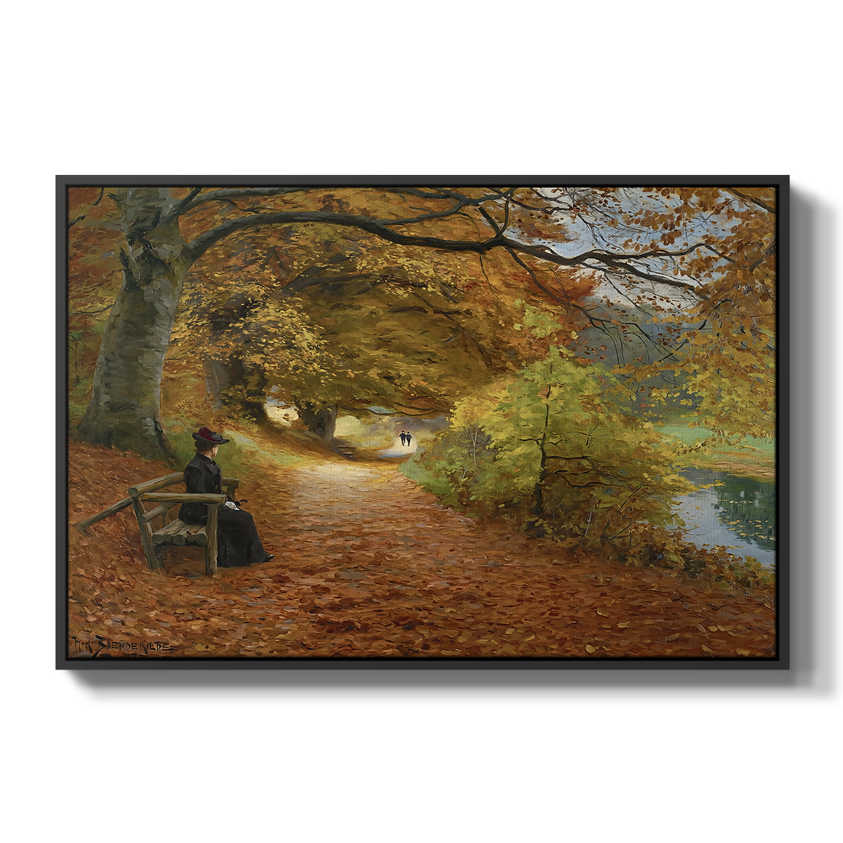 A Wooded Path in Autumn, 1902 - Floater Framed Canvas Print