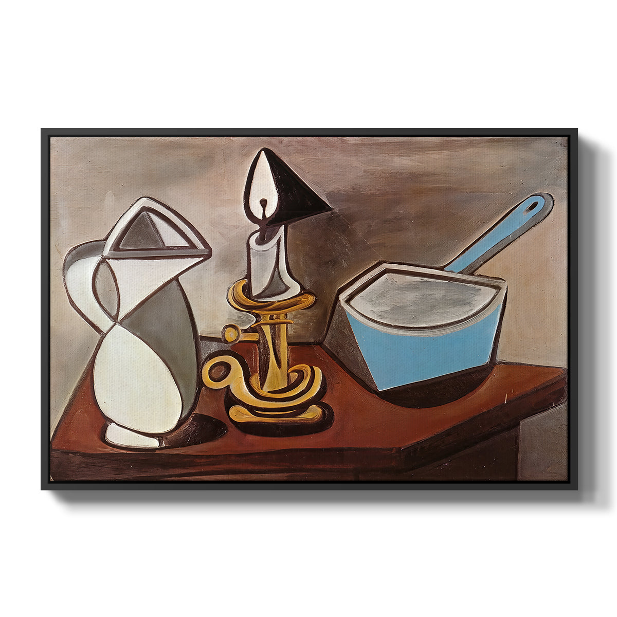 Jug, Candle, and Enamel Pan, 1950 - Floater Framed Canvas Print