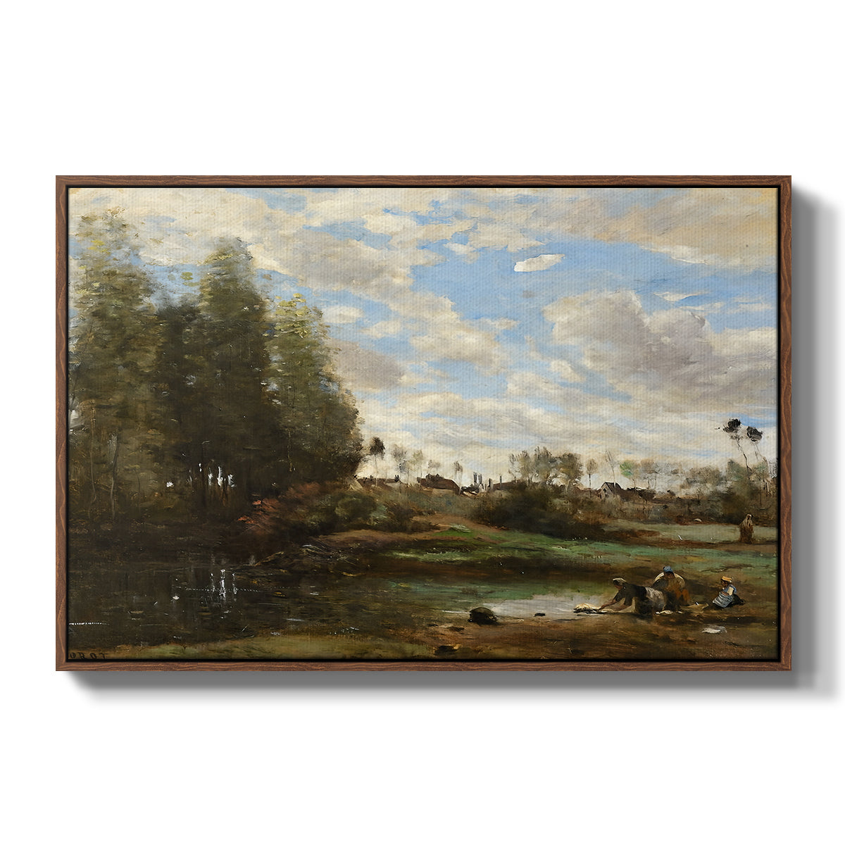 Washerwomen at the Water's Edge, c. 1860-1870 - Floater Framed Canvas Print