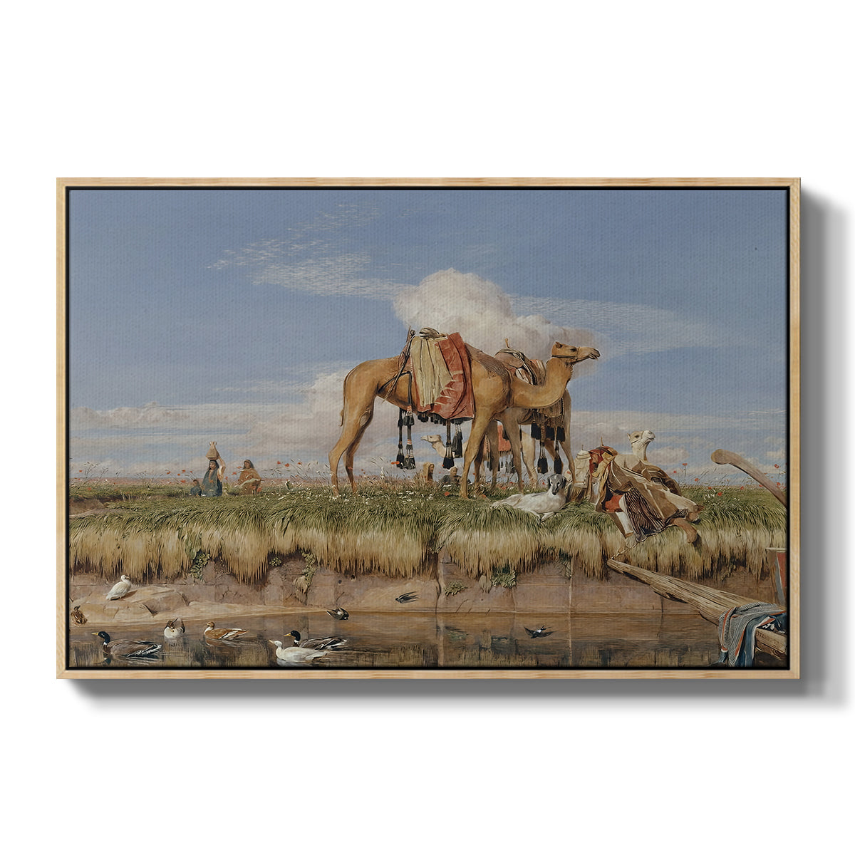 On the Banks of the Nile, Upper Egypt, 1876 - Floater Framed Canvas Print