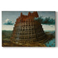Canvas art print portraying a massive tower under construction rising above landscape, set against a white background