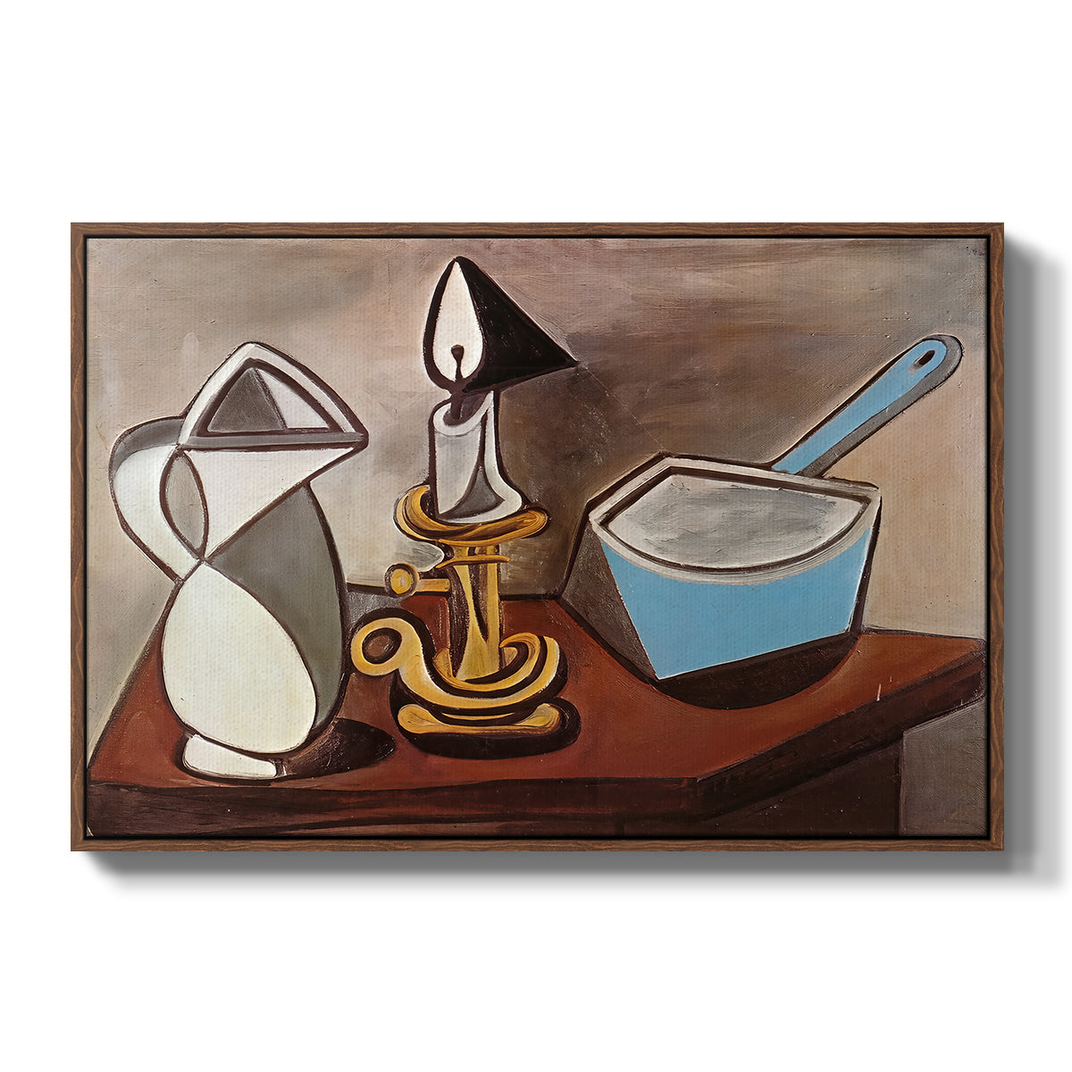 Jug, Candle, and Enamel Pan, 1950 - Floater Framed Canvas Print