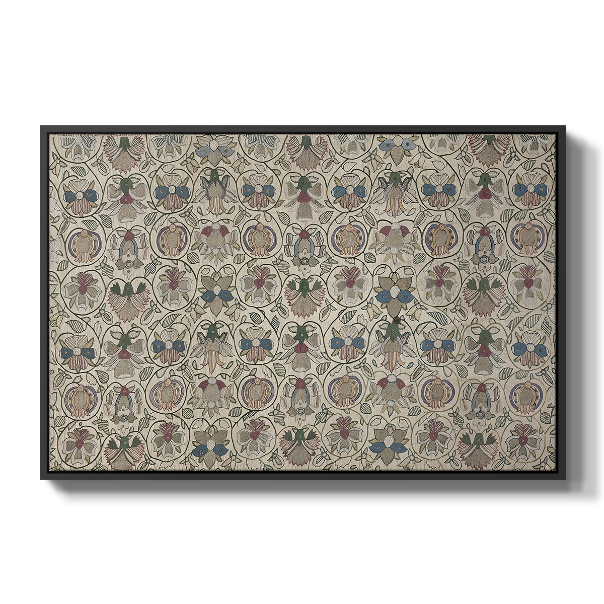 Long Cushion Cover (Printed Textile), c. 1600 - Floater Framed Canvas Print