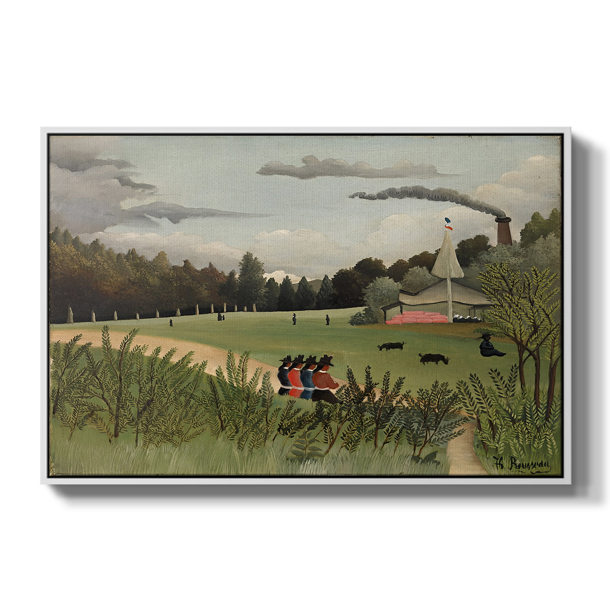 The Chair Factory at Alfortville, 1897 - Floater Framed Canvas Print