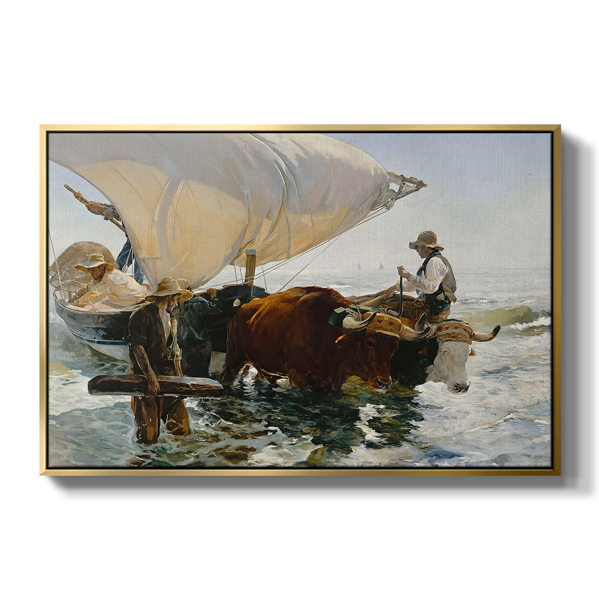 The Return from Fishing: Hauling the Boat, 1894 - Floater Framed Canvas Print