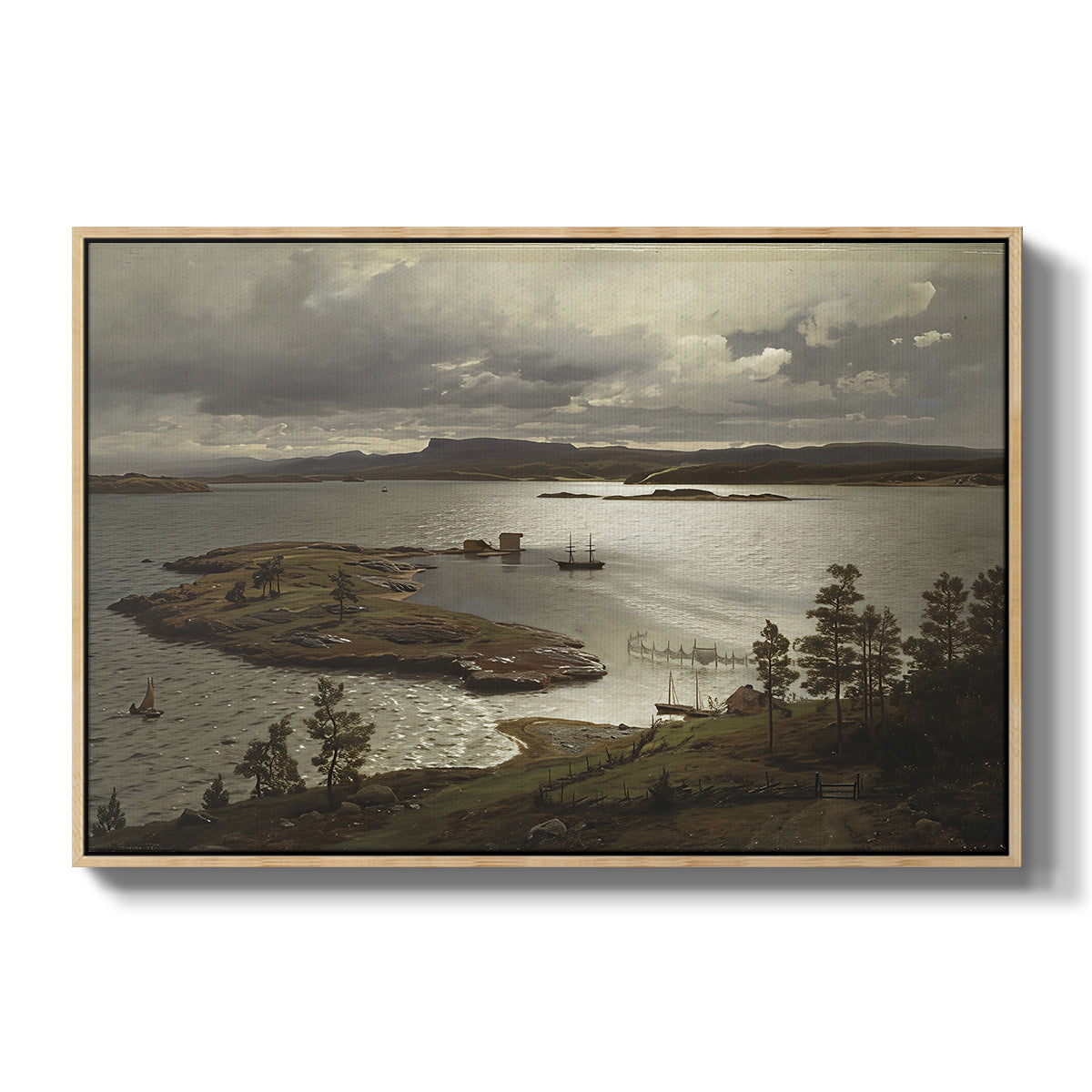 The Fjord at Sandviken (Sandviksfjorden), 1879 - Floater Framed Canvas Print