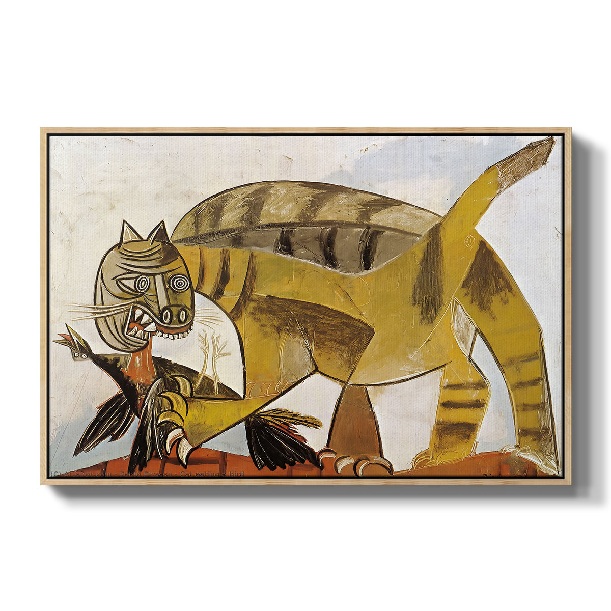 Cat Eating a Bird, 1939 - Floater Framed Canvas Print