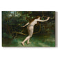 Canvas art print portraying a nude female figure standing in natural setting, set against a white background