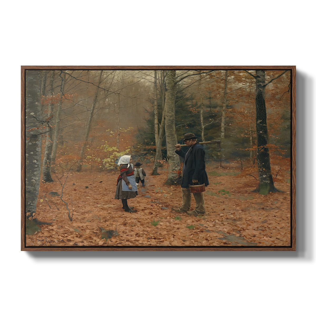 The Woodman and his Children, 1886 - Floater Framed Canvas Print