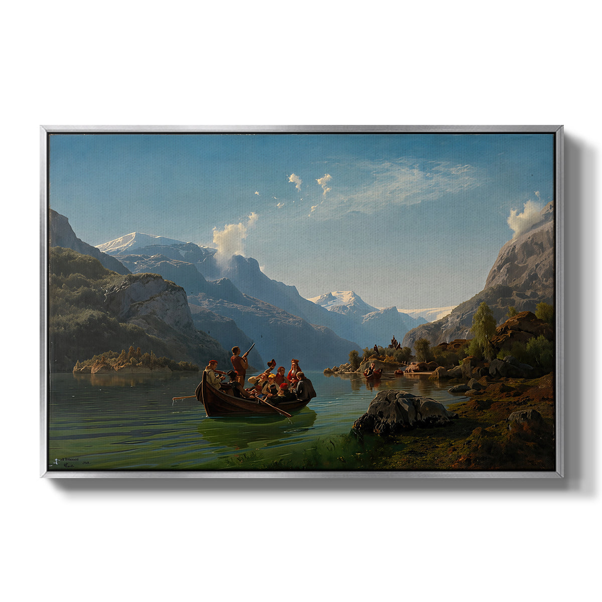 Bridal Procession on the Hardangerfjord, 1848 - Floater Framed Canvas Print