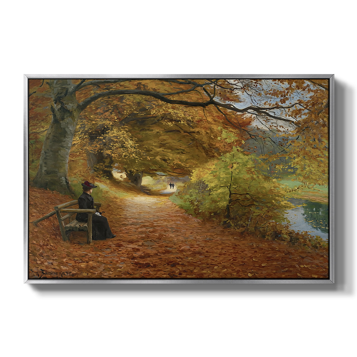 A Wooded Path in Autumn, 1902 - Floater Framed Canvas Print