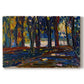 Canvas art print portraying an abstracted landscape with trees and foliage in warm autumn tones, set against a white background