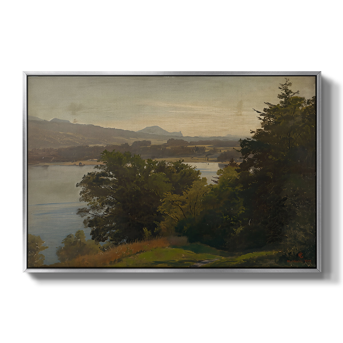 View of the Mondsee, 1870 - Floater Framed Canvas Print