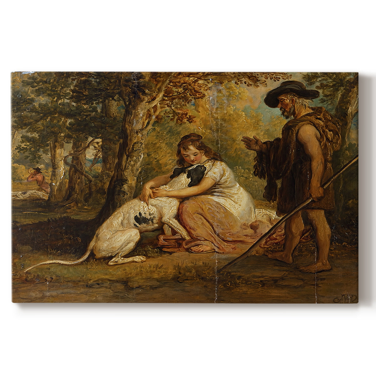 Canvas art print portraying dogs confronting each other in dramatic outdoor scene, set against a white background