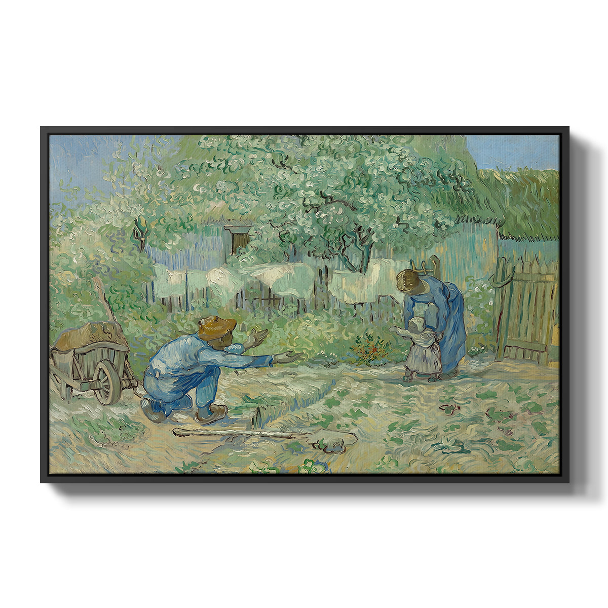 First Steps after Millet, 1890 - Floater Framed Canvas Print