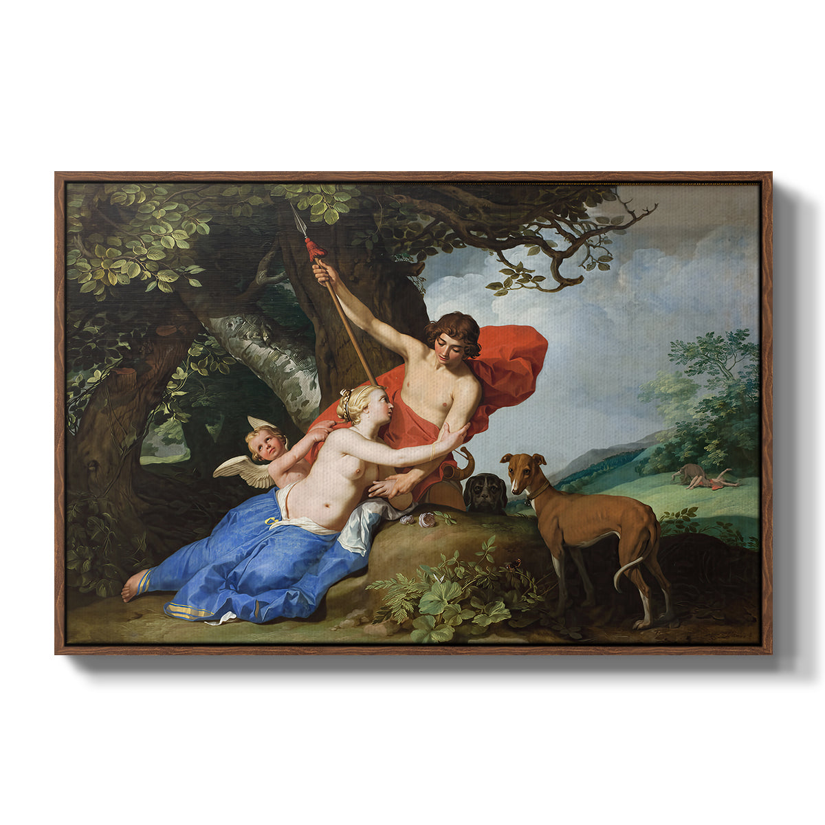 Venus and Adonis, 1632 - Floater Framed Canvas Print
