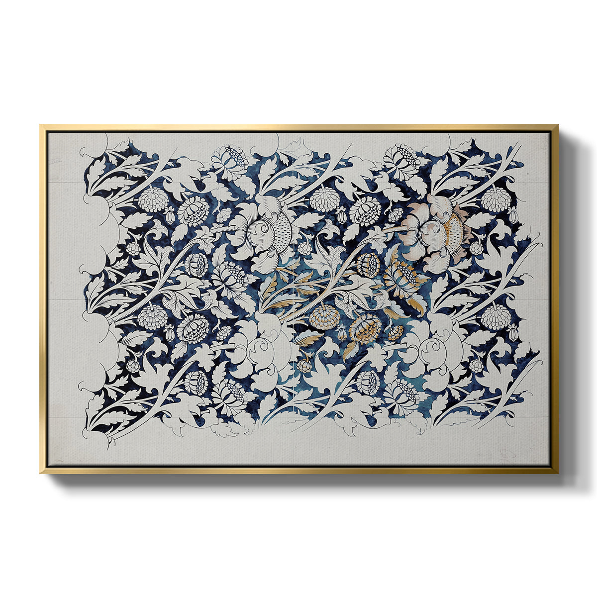 Watercolour for Printed Fabric Design: Wey, c. 1882-1883 - Floater Framed Canvas Print