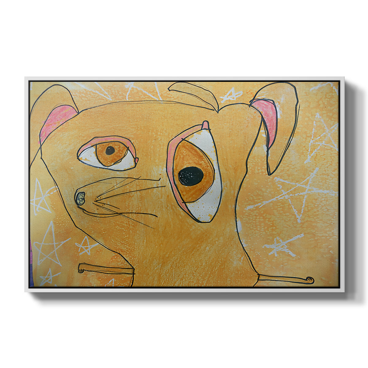 Cubist Dog with Stars (Student Art) - Floater Framed Canvas Print