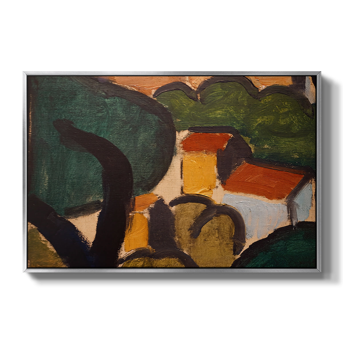 Landscape with Trees and Houses, c. 1905 - Floater Framed Canvas Print