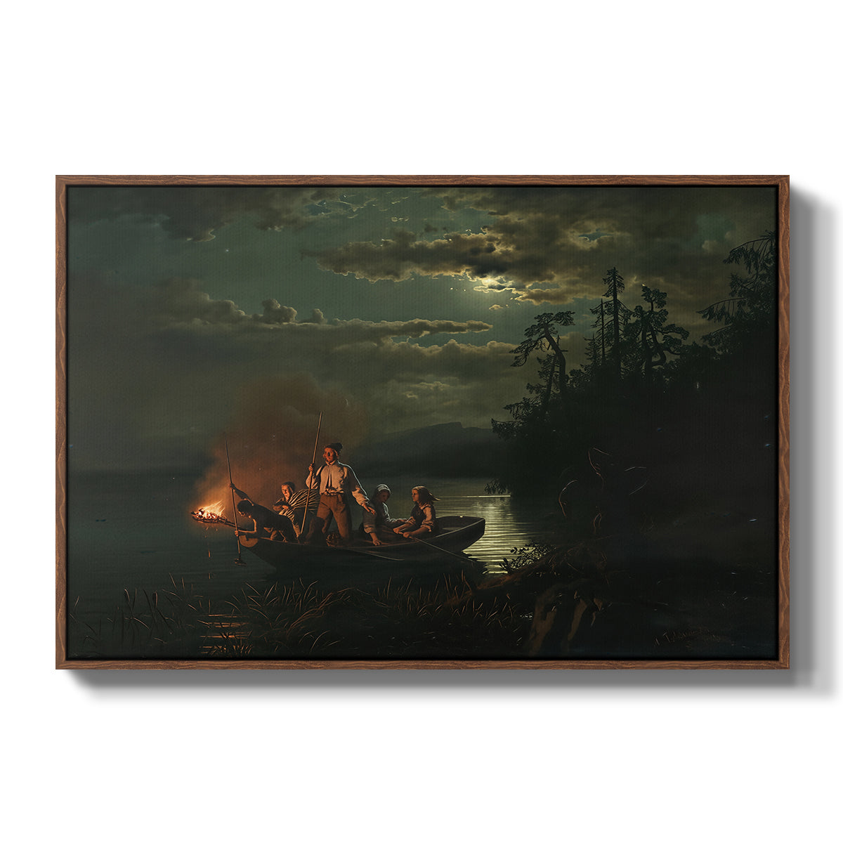 Spear Fishing on Lake Krøderen, 1851 - Floater Framed Canvas Print