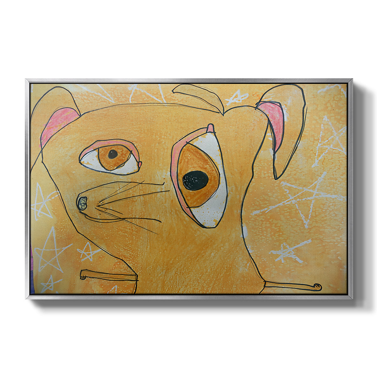 Cubist Dog with Stars (Student Art) - Floater Framed Canvas Print