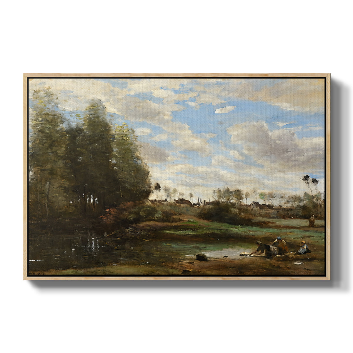 Washerwomen at the Water's Edge, c. 1860-1870 - Floater Framed Canvas Print
