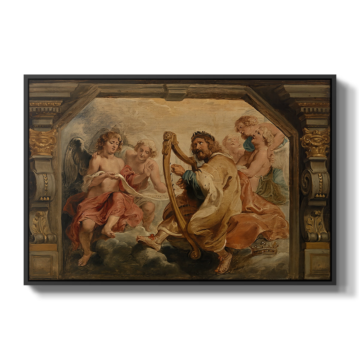 King David Playing the Harp, c. 1627-1628 - Floater Framed Canvas Print