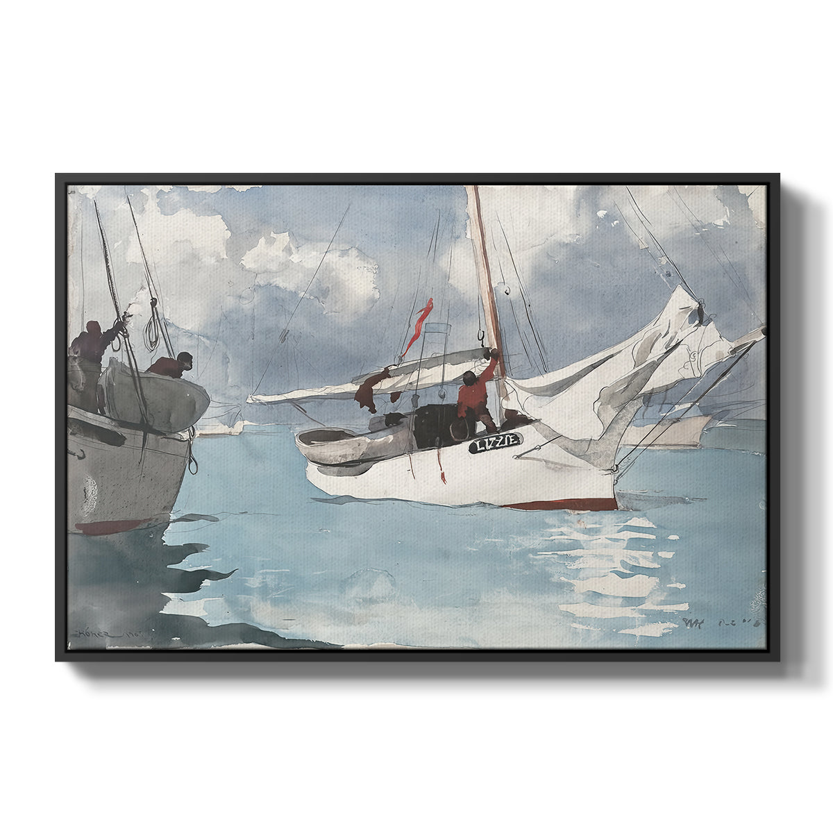Fishing Boats, Key West, 1903 - Floater Framed Canvas Print