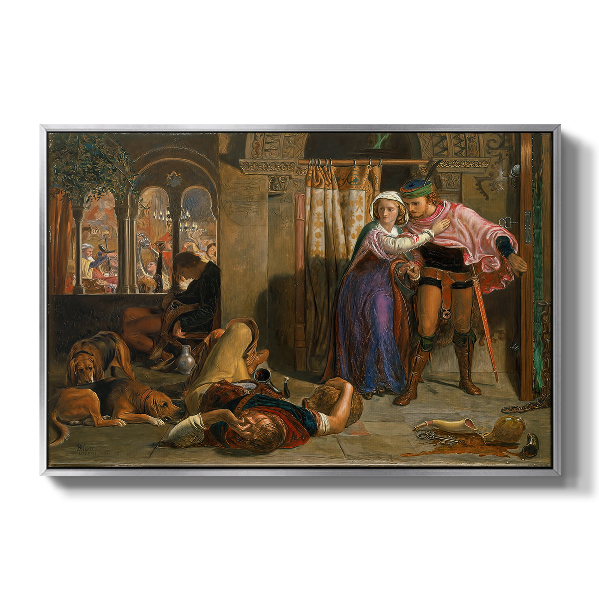 The Flight of Madeline and Porphyro, 1848 - Floater Framed Canvas Print