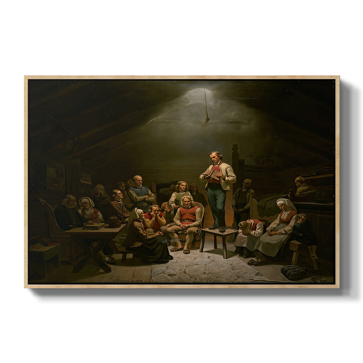 Low Church Devotion (Haugianerne), 1848 - Floater Framed Canvas Print