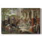 Canvas art print portraying a chaotic battle scene with mounted warriors charging across landscape, set against a white background