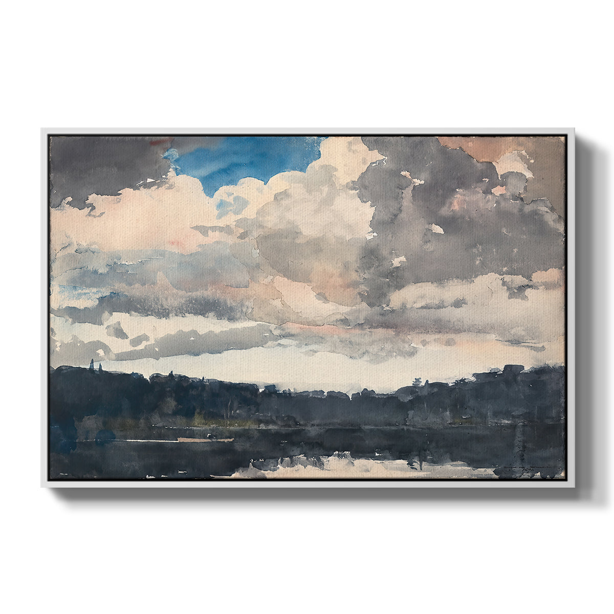 The Lone Boat, North Woods Club, Adirondacks, 1892 - Floater Framed Canvas Print
