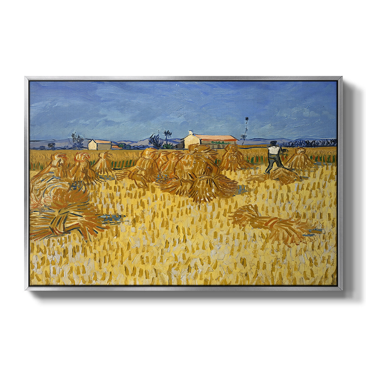Wheat Field with Sheaves (Harvest in Provence), 1888 - Floater Framed Canvas Print