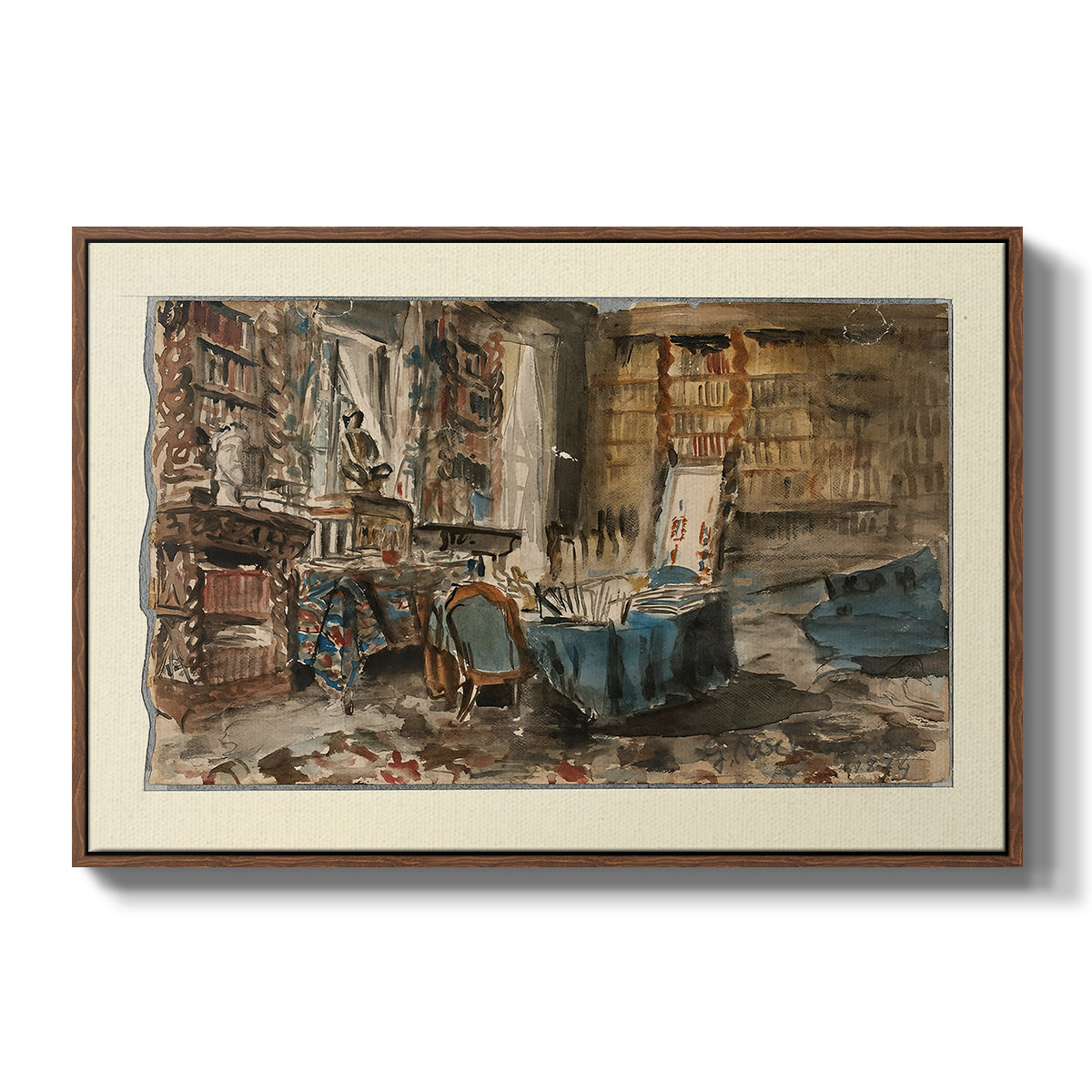 Cabinet de Flaubert à Croisset, 1874 - Floater Framed Canvas Print