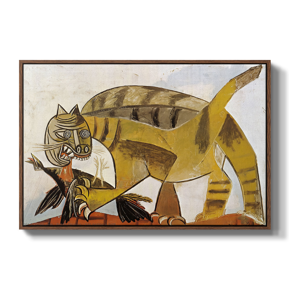 Cat Eating a Bird, 1939 - Floater Framed Canvas Print