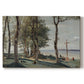 Canvas art print portraying a hillside landscape with religious cross overlooking trees and distant terrain, set against a white background