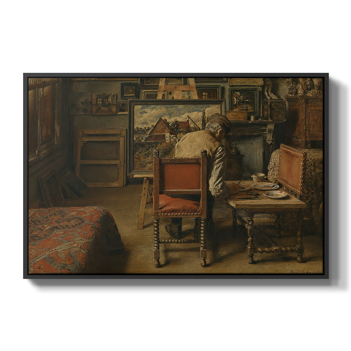 The Retoucher (The Restorer), 1876 - Floater Framed Canvas Print