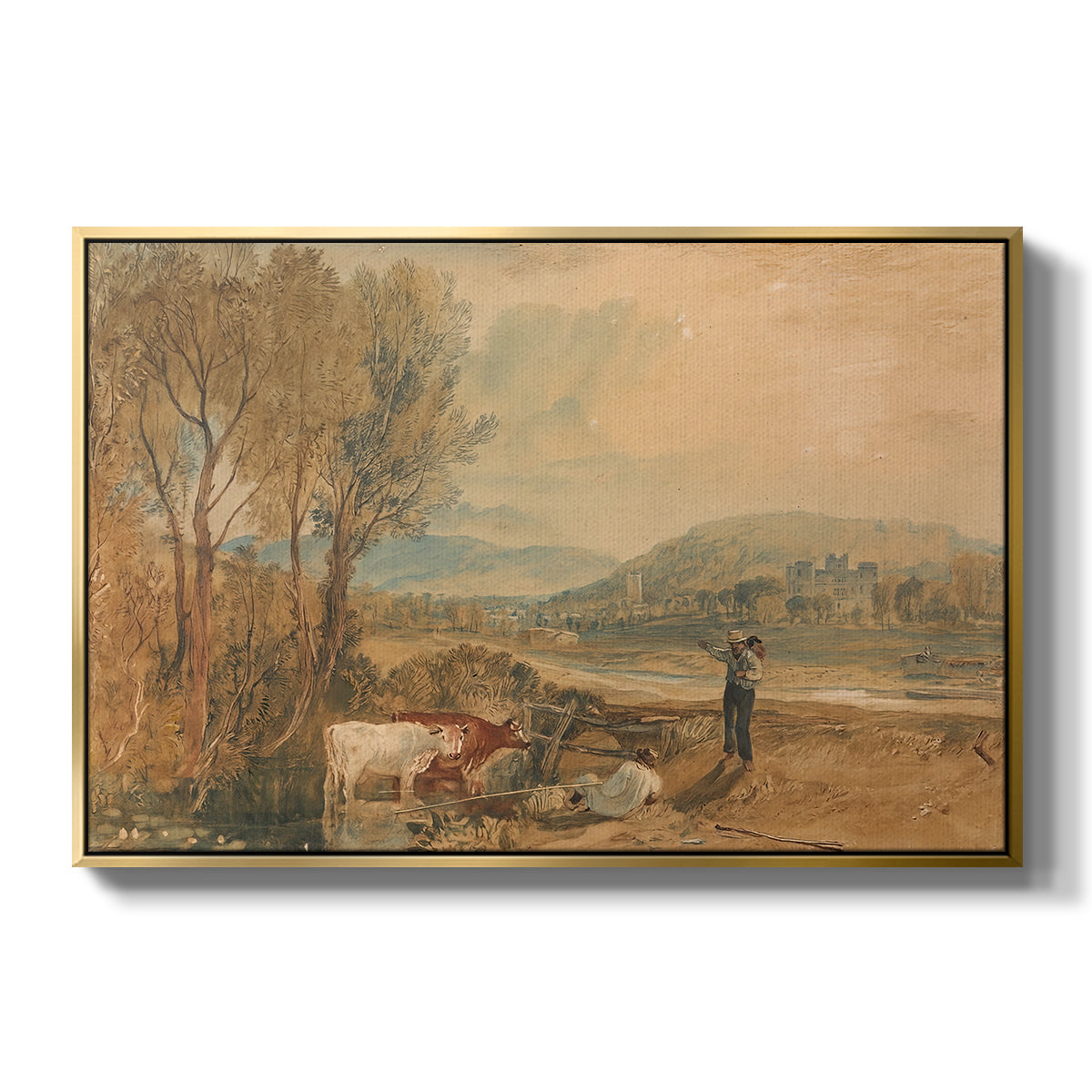 Lulworth Castle, Dorset, c. 1820 - Floater Framed Canvas Print