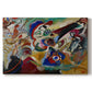 Canvas art print portraying a fragmented abstract study with intersecting lines and layered color elements, set against a white background