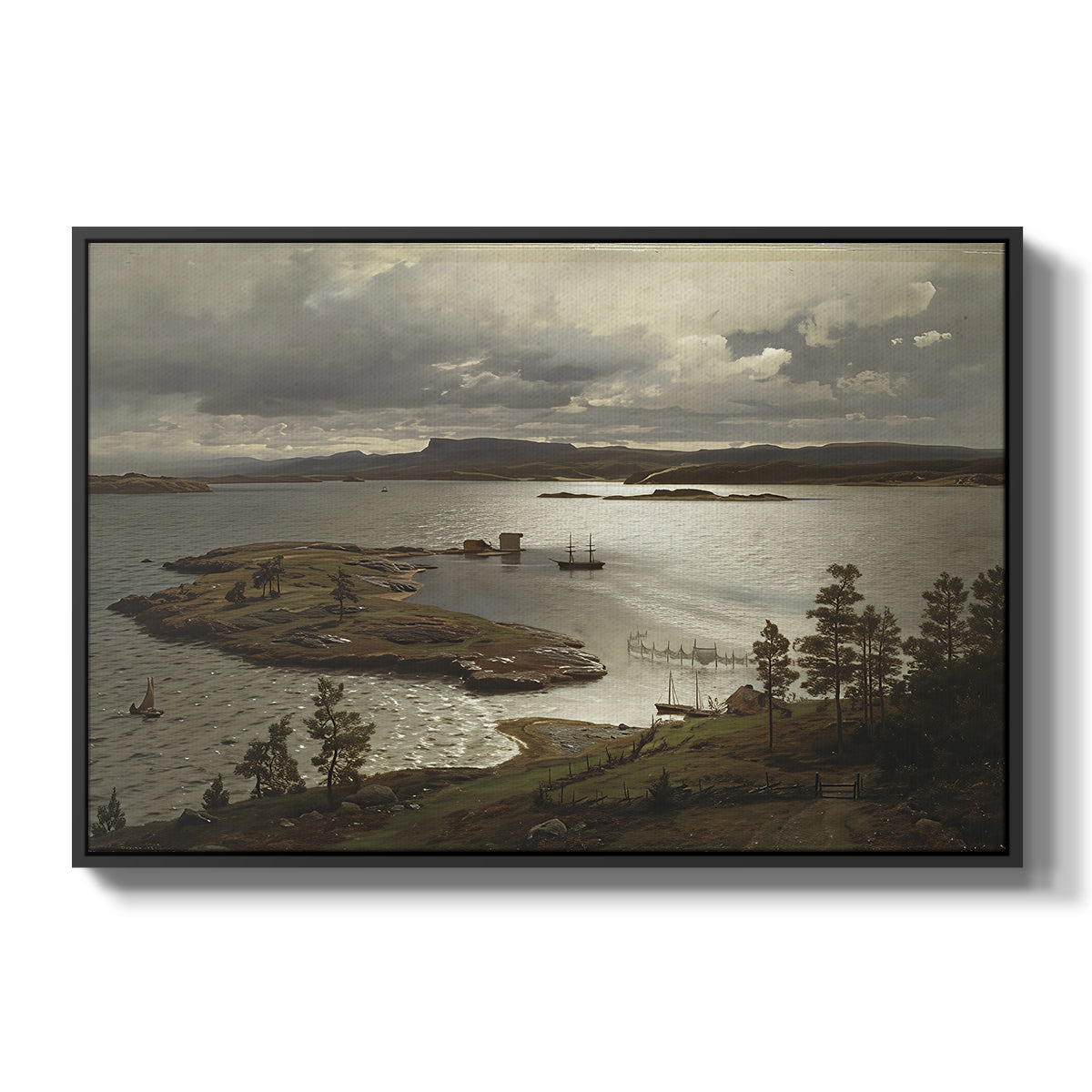 The Fjord at Sandviken (Sandviksfjorden), 1879 - Floater Framed Canvas Print
