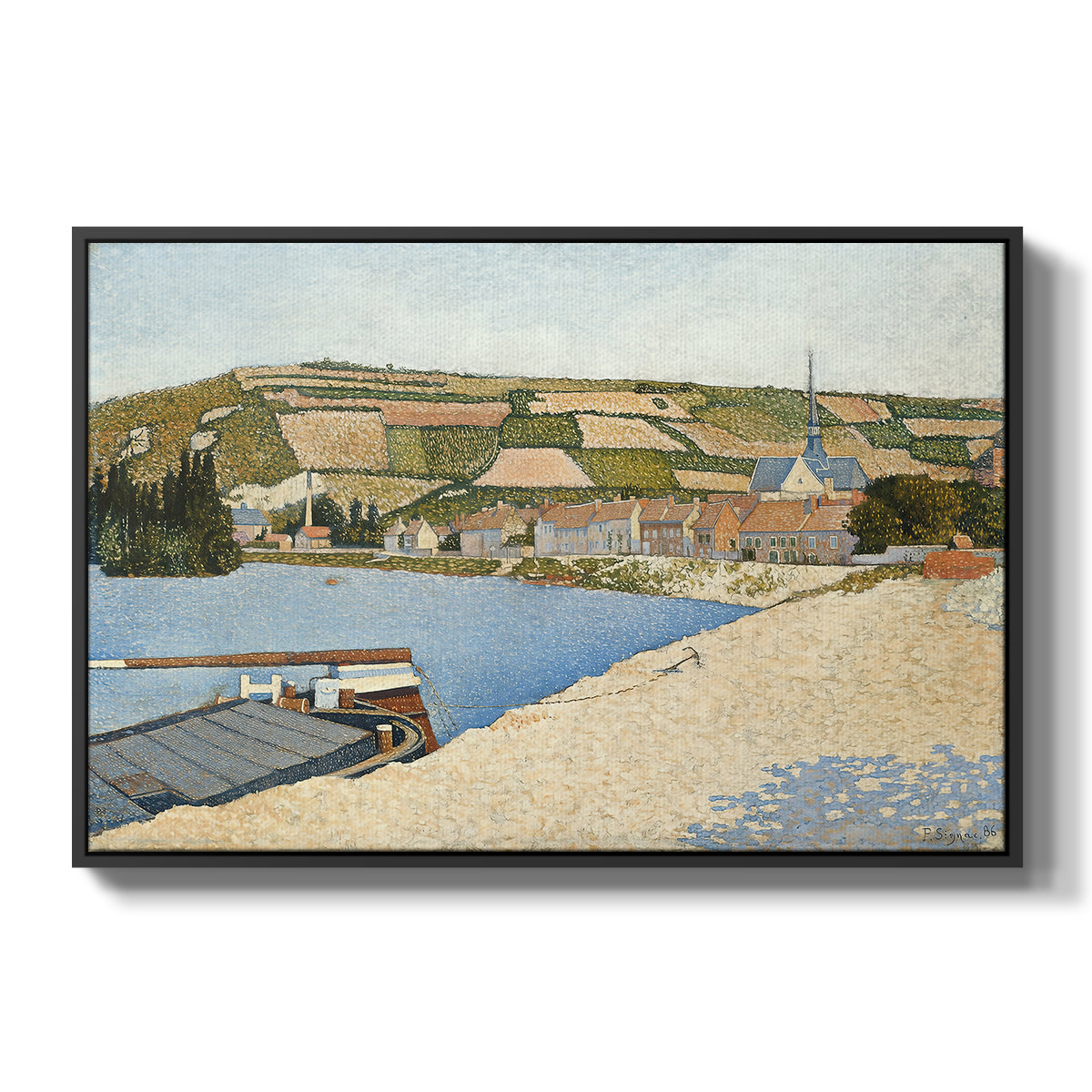 The Riverbank, Les Andelys, 1886 - Floater Framed Canvas Print